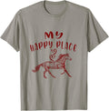 funny tee My Happy Place is here Horses Lovers Apparel | Premium Quality | High CTR Boost