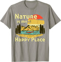 Nature is my happy place Retro Lake Trees Boat Hiking Lover Apparel | Google Shopping Optimized | High CTR Boost