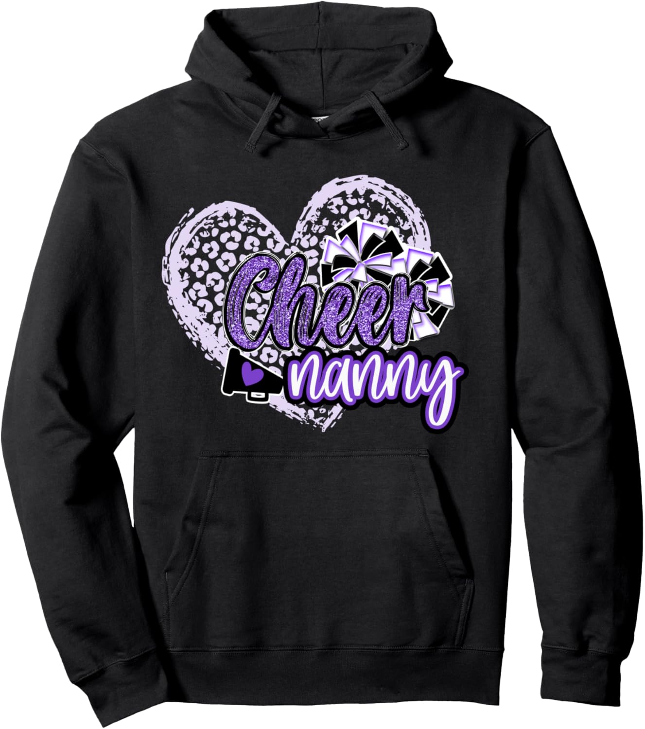 Cheer Nanny Shirt Megaphone Purple Leopard Cheetah Print Pullover Hoodie Hoodie Premium Print Gift Ready