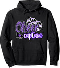 Cheer Captain Shirt Megaphone Purple Leopard Cheetah Print Pullover Hoodie Hoodie Premium Print Everyday Wear