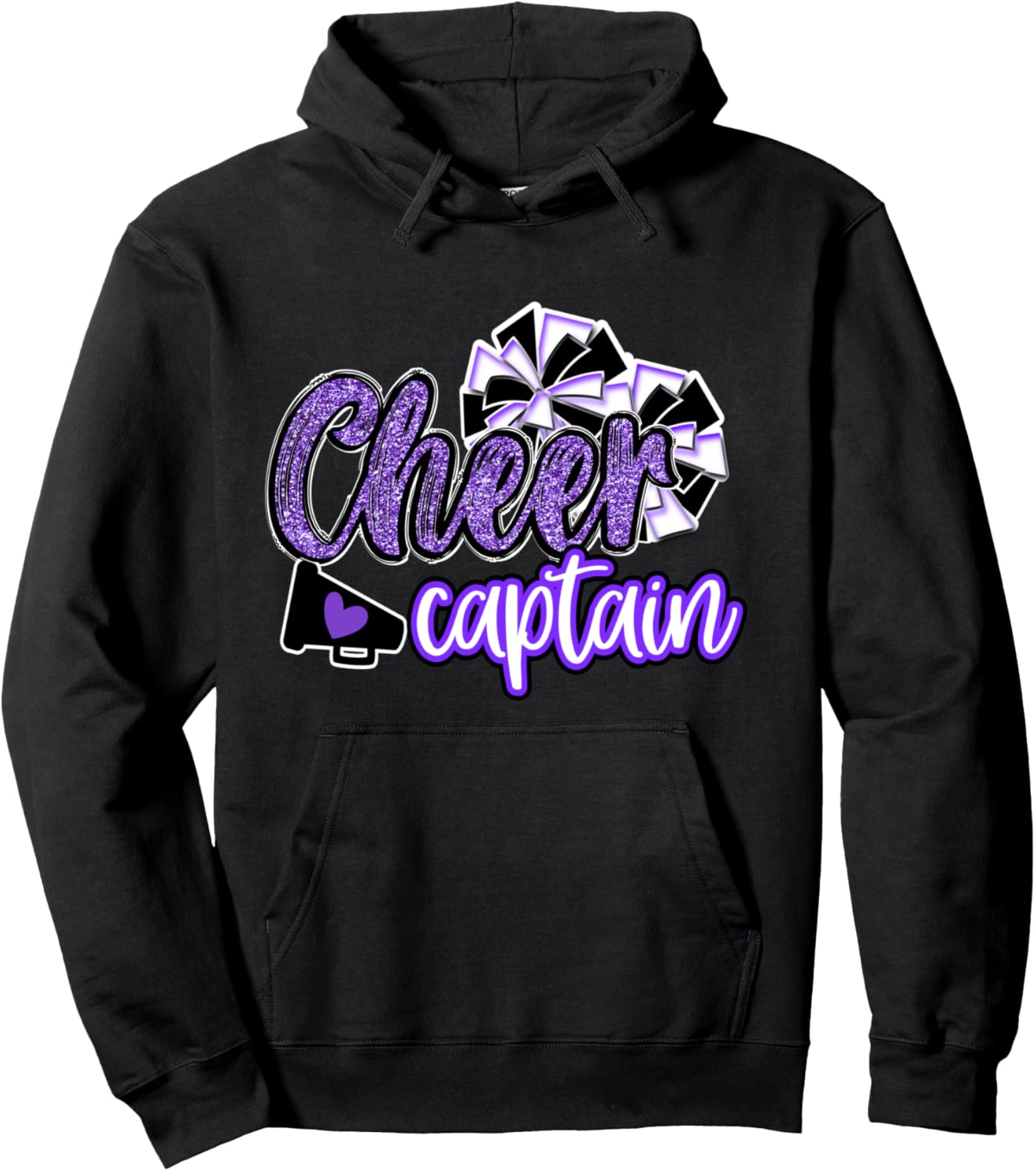 Cheer Captain Shirt Megaphone Purple Leopard Cheetah Print Pullover Hoodie Hoodie Premium Print Everyday Wear