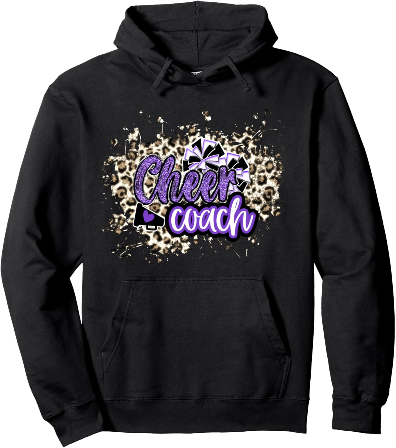 Cheer Coach Shirt Megaphone Purple Leopard Cheetah Print Pullover Hoodie Hoodie Premium Print Best Seller Look