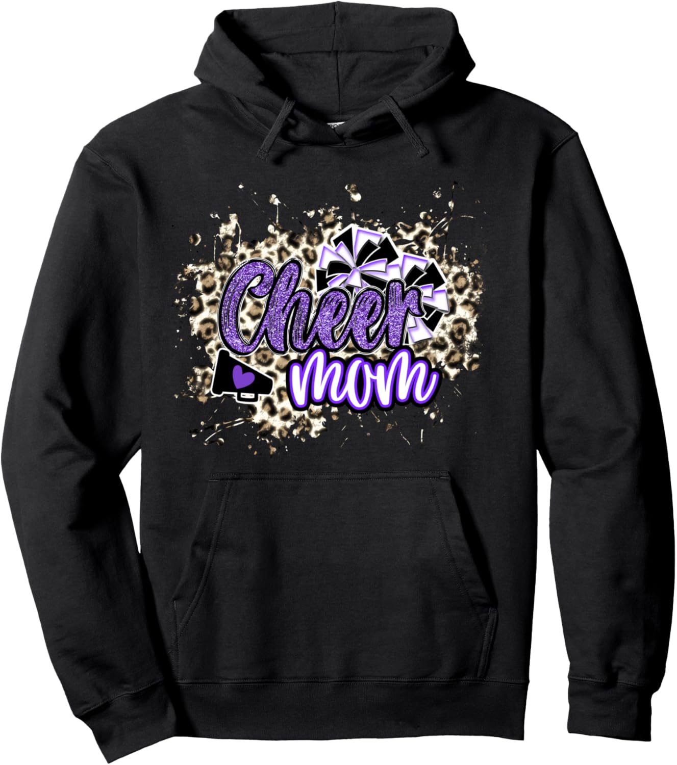 Cheer Mom Shirt Megaphone Purple Leopard Cheetah Print Pullover Hoodie Hoodie Premium Print US Top Pick