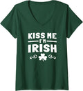 Womens Kiss Me I'm Irish Womens Mens Funny Gift St Patrick's Day V-Neck Apparel | Premium Quality