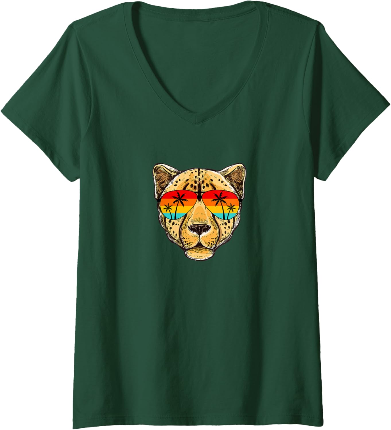 Womens Cheetah Gifts Women Men Students International Cheetah Day V Neck Apparel Comfort Fit Everyday Wear