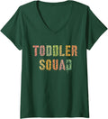 Womens Funny TODDLER SQUAD Leopard Print Daycare Teacher Nanny Team V Neck Apparel Trending US Fan Favorite