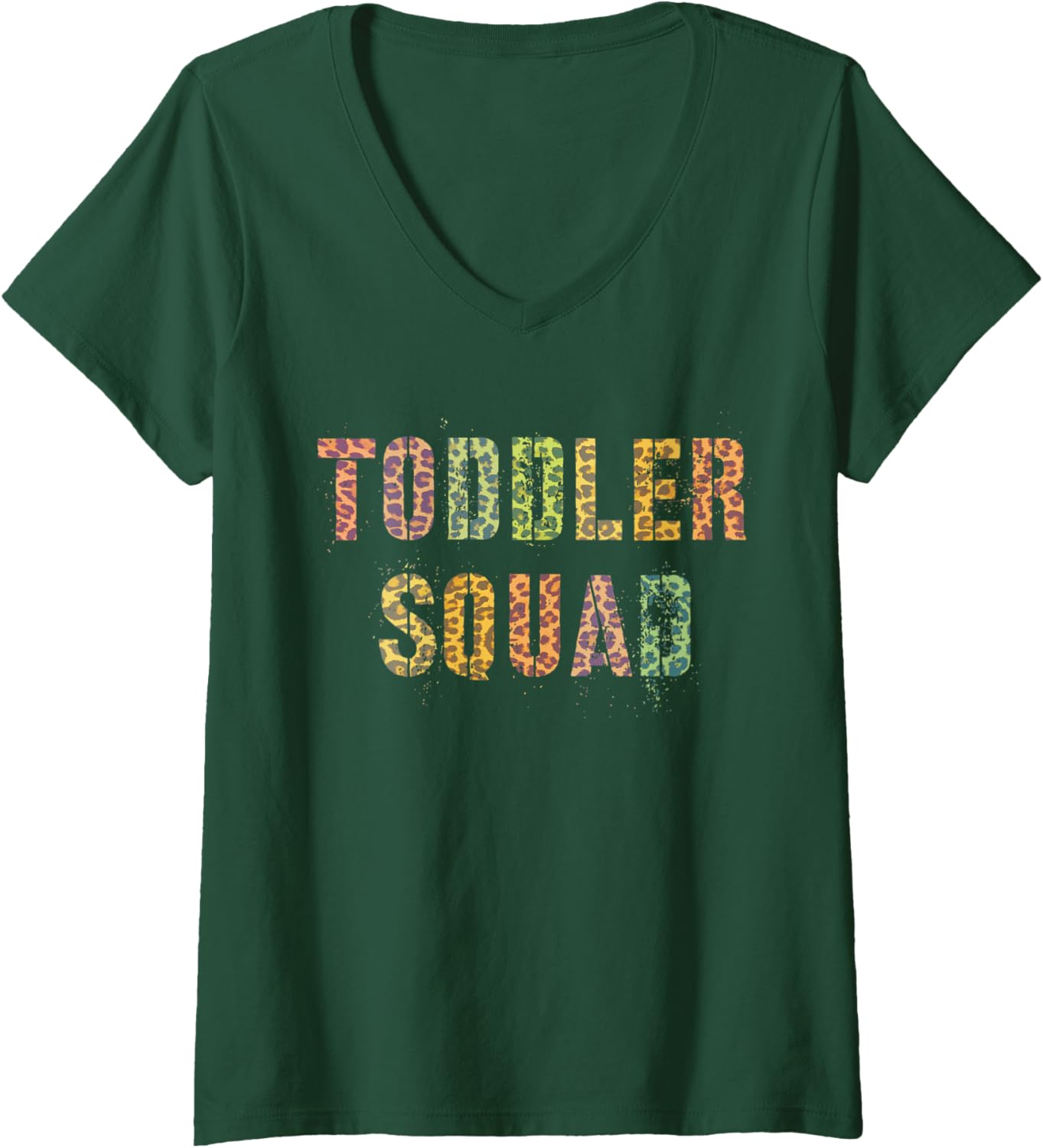 Womens Funny TODDLER SQUAD Leopard Print Daycare Teacher Nanny Team V Neck Apparel Trending US Fan Favorite