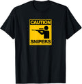 Caution Snipers T Shirt Funny FPS Gamer, Rifle Scope Design T-Shirt | Trending 2025 | Customer Favorite