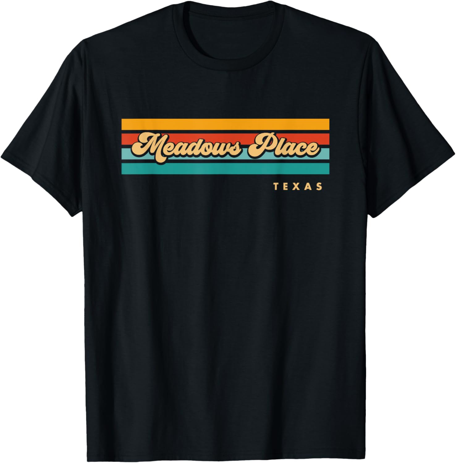 Vintage Sunset Stripes Meadows Place, Texas Apparel | Premium Quality | Aesthetic Casual Look