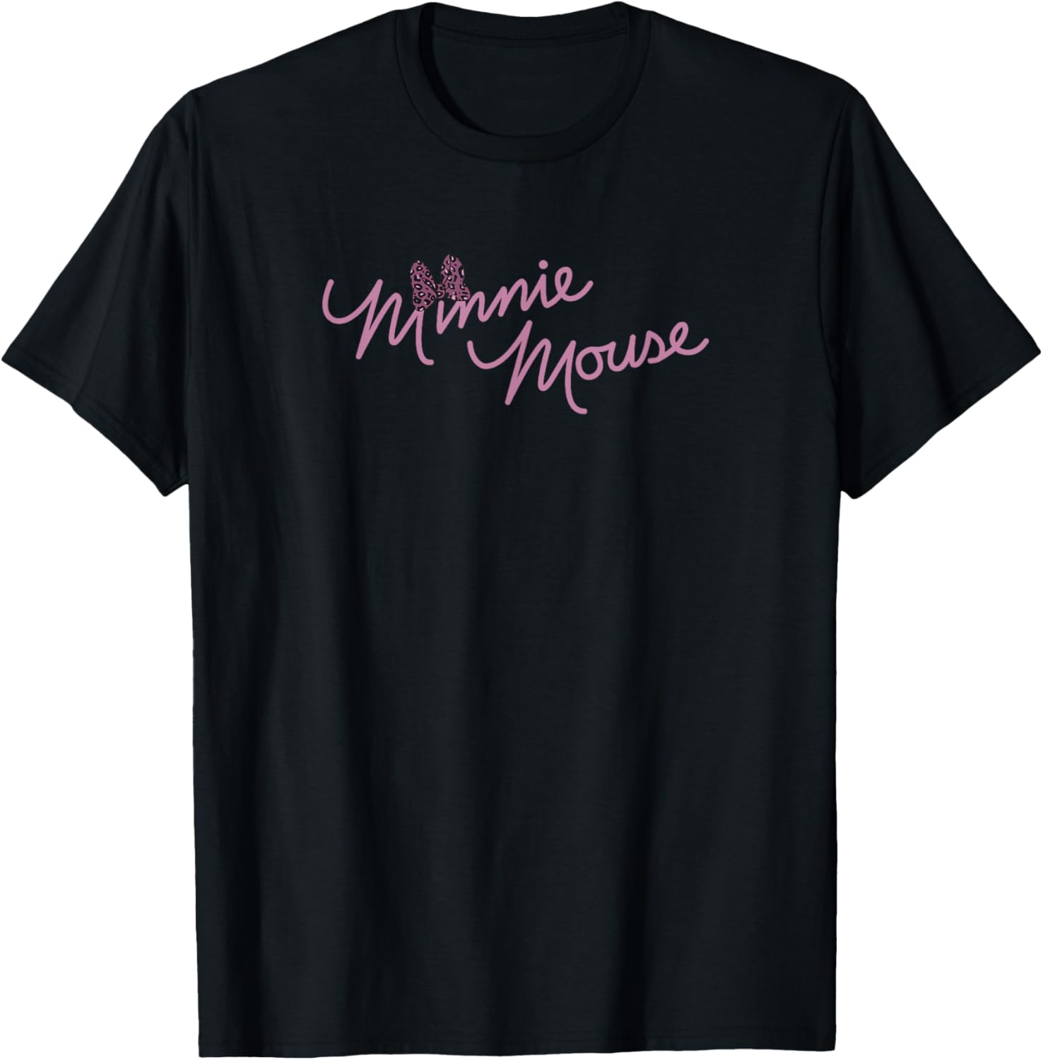 Disney Minnie Mouse Script With Cheetah Print Bow Apparel Comfort Fit Gift Ready