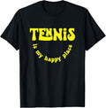 Retro Tennis Is My Happy Place Tennis Player Apparel | Google Shopping Optimized | Daily Wear Essential