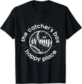 Girls Softball Baseball Catcher Box Happy Place Team Shirt T-Shirt | US Viral Pick | Customer Favorite