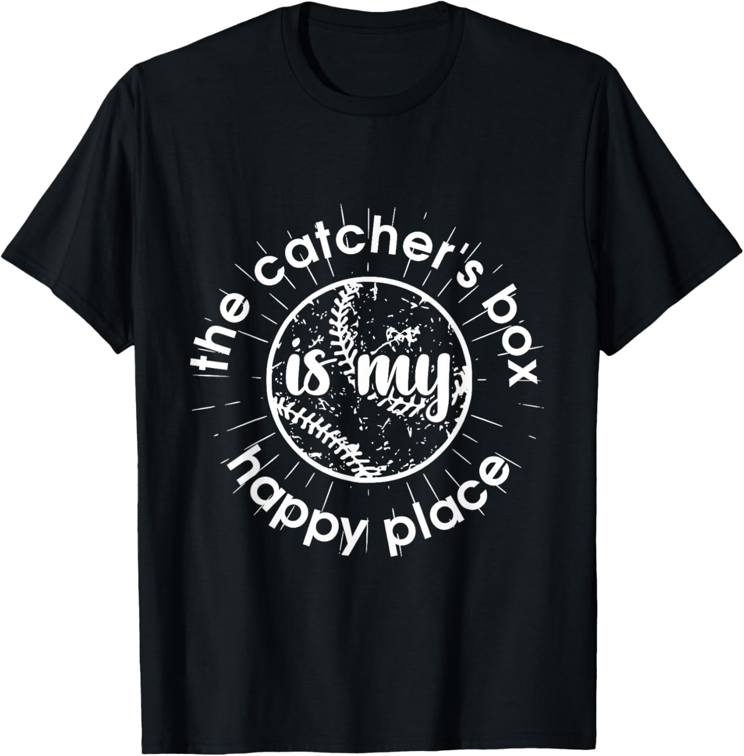 Girls Softball Baseball Catcher Box Happy Place Team Shirt T-Shirt | US Viral Pick | Customer Favorite