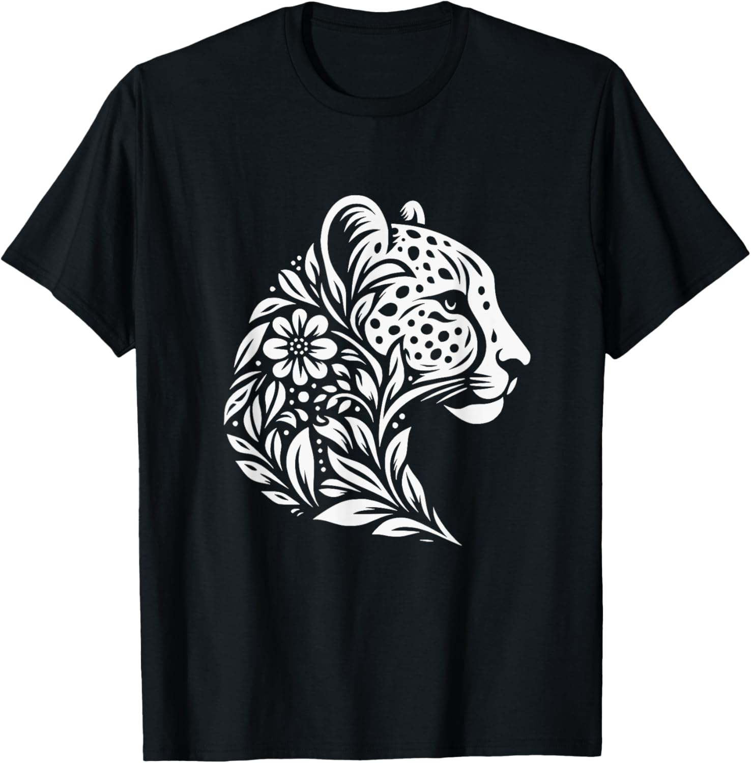 Floral Leopard Cheetah Flower Head Graphic Art Design Apparel Trending US Everyday Wear