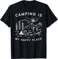 Camping Is My Happy Place Men's and Boys Camp and Hike Apparel | Premium Quality | Aesthetic Casual Look