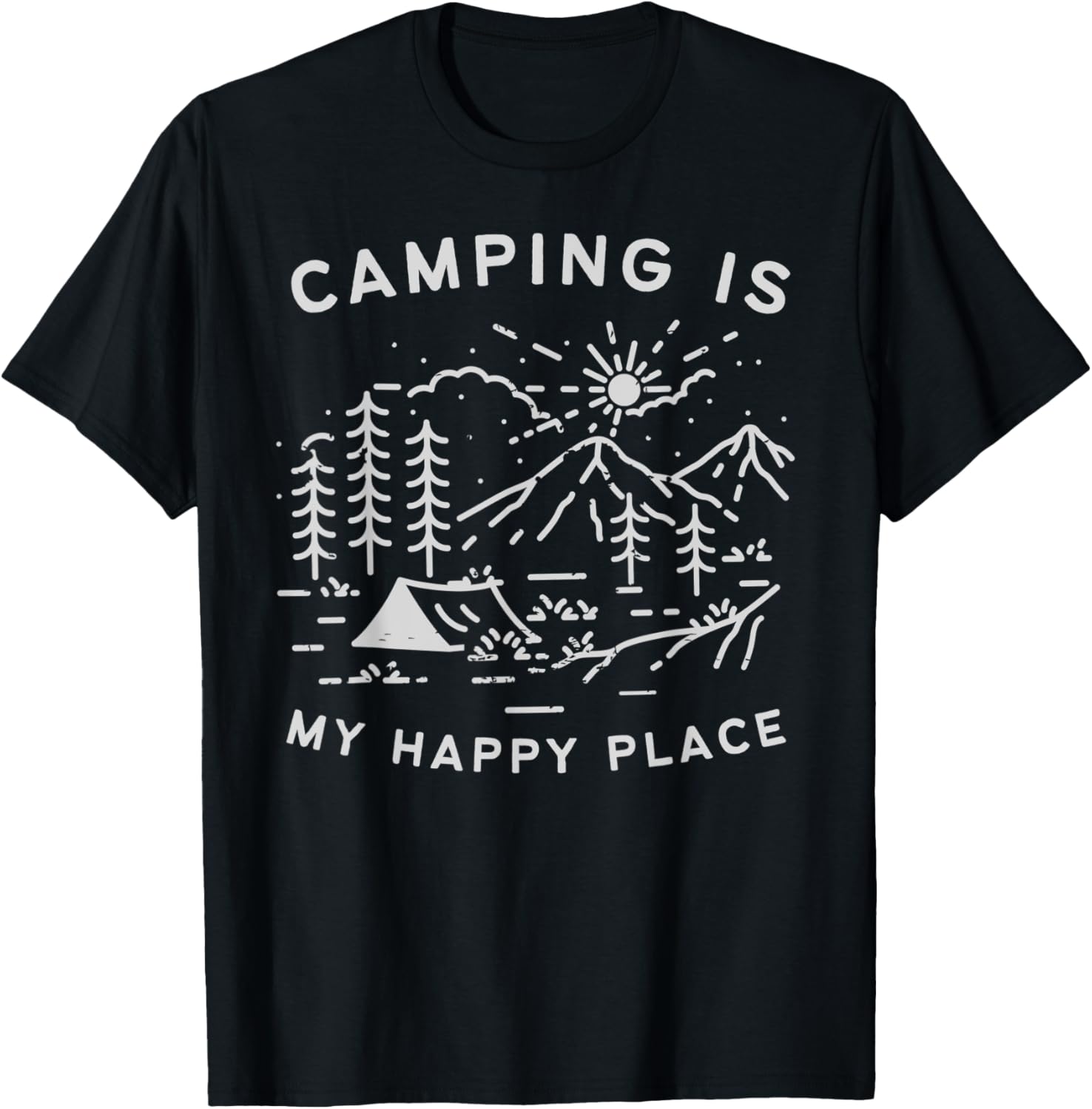 Camping Is My Happy Place Men's and Boys Camp and Hike Apparel | Premium Quality | Aesthetic Casual Look
