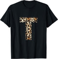 Awesome Letter T Initial Name Leopard Cheetah Print Apparel Comfort Fit US Top Pick