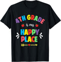 Fourth Grade Teacher Shirt Squad 4th Grade Is My Happy Place Men Women Kids T-Shirt | Bestseller Style | Top Rated Comfort