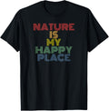 Nature Is My Happy Place hiking camping mountains retro Apparel | High Search Volume | Perfect Gift Choice