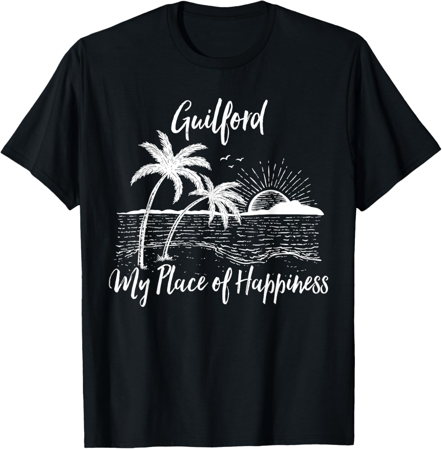 Connecticut Beach My Place Of Happiness - Guilford T-Shirt for Men Women Kids T-Shirt | Google Shopping Optimized | Daily Wear Essential