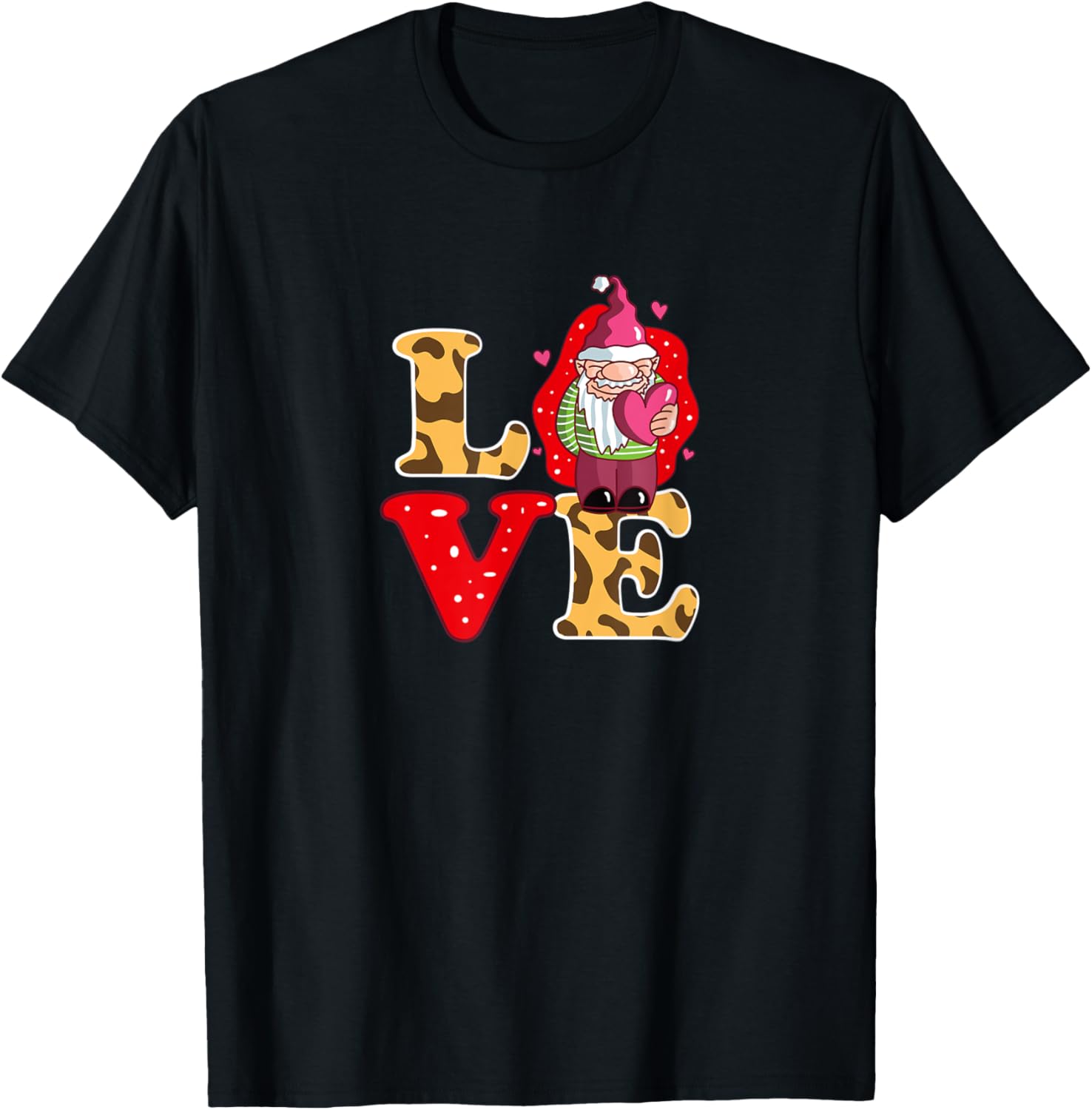 Valentines Day Love Gnome cute Leopard Cheetah Apparel Premium Print Everyday Wear