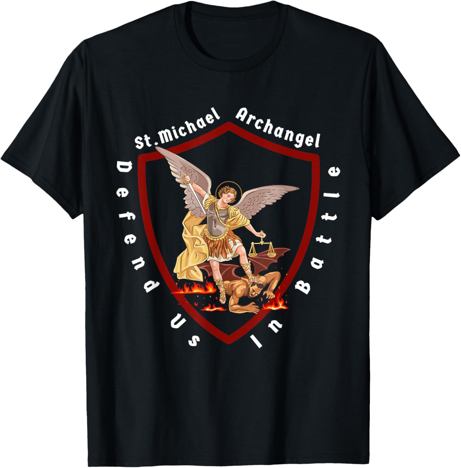 Defend us in battle, Saint Michael the archangel Apparel | Trending 2025