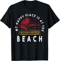 Retro My Happy Place Is At The Beach Shirt Funny Summer T-Shirt | US Viral Pick | Daily Wear Essential