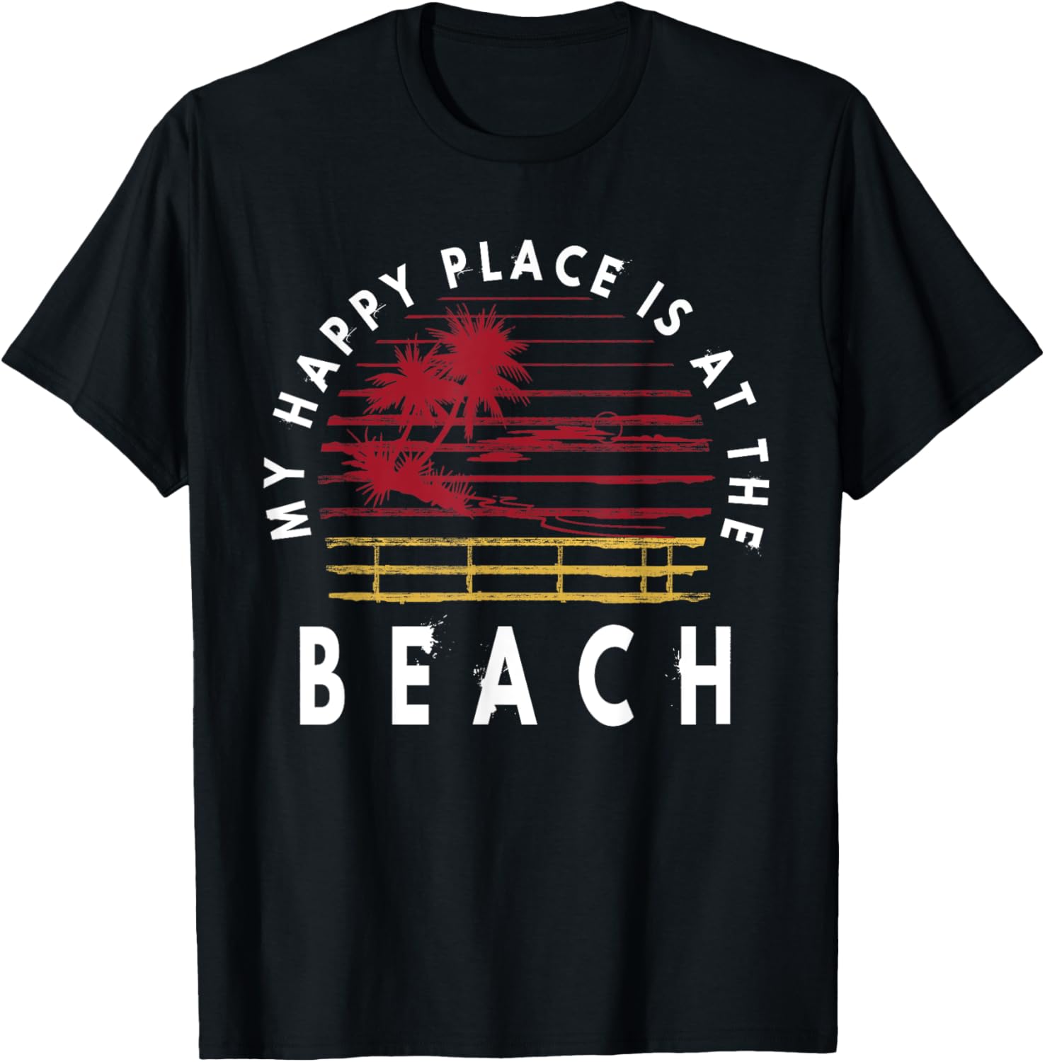 Retro My Happy Place Is At The Beach Shirt Funny Summer T-Shirt | US Viral Pick | Daily Wear Essential
