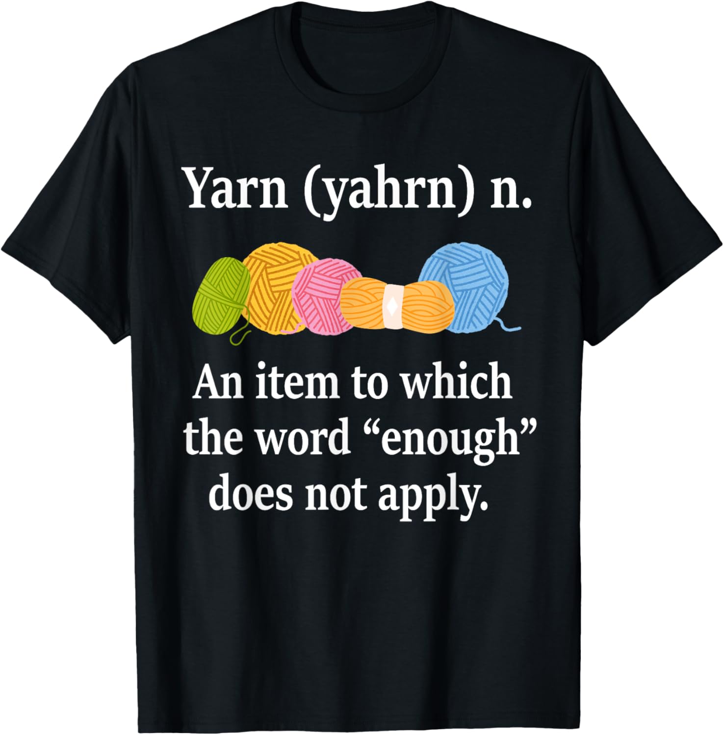 Yarn Definition Knitting Funny Crochet Yarn Knit T-Shirt for Women - Black, Small, Short Sleeve, Classic Fit, Crew Ne...