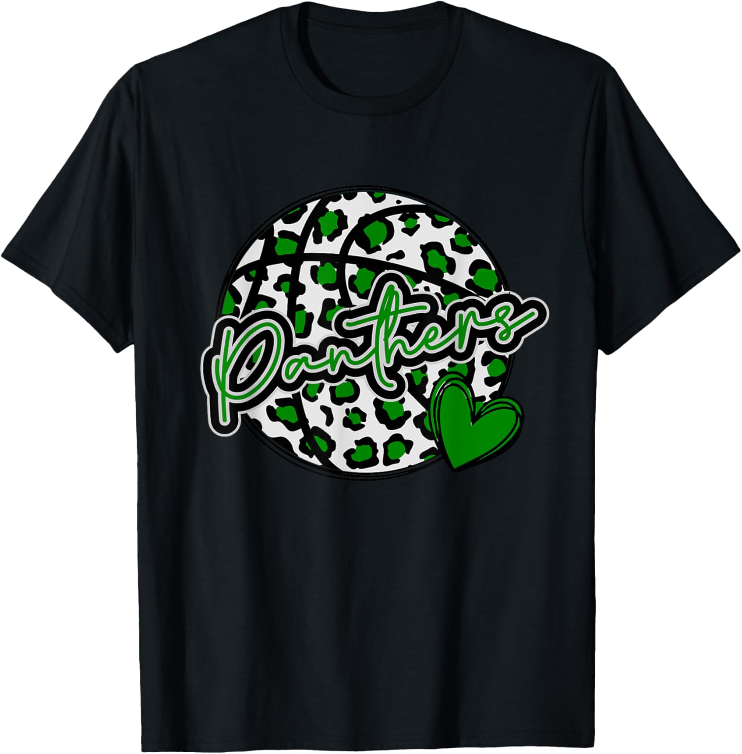 Leopard Cheetah Basketball PANTHERS Green Spirit Game Tee T Shirt Viral TikTok Find Hot Right Now