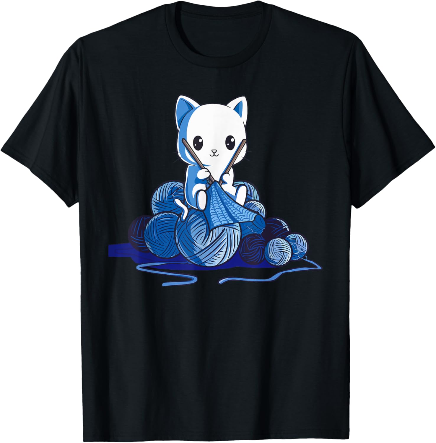 Kawaii Knitting Cat Yarn Lover for Crafters T-Shirt for Men Women Kids T-Shirt | Premium Quality | Best Seller Choice
