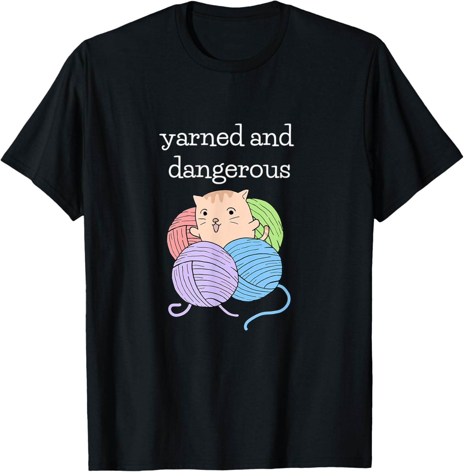 Yarned And Dangerous Funny Sewing Yarn Cute Kawaii Cat T-Shirt for Men Women T-Shirt | Viral US Pick | Customer Favorite
