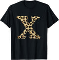 Leopard Cheetah Print Letter X Initial Rustic Monogram Gift Apparel Comfort Fit Everyday Wear