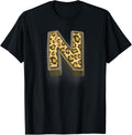 Cute Letter N Initial Name Leopard Cheetah Animal Print Apparel Comfort Fit US Top Pick