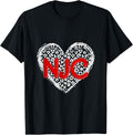 NJC Red Initials Leopard Cheetah Heart Trendy Womens Apparel Trending US Everyday Wear
