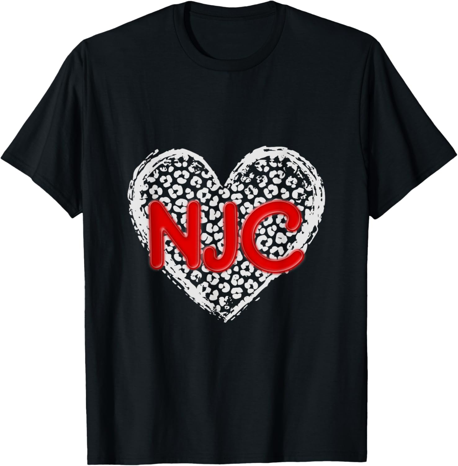 NJC Red Initials Leopard Cheetah Heart Trendy Womens Apparel Trending US Everyday Wear
