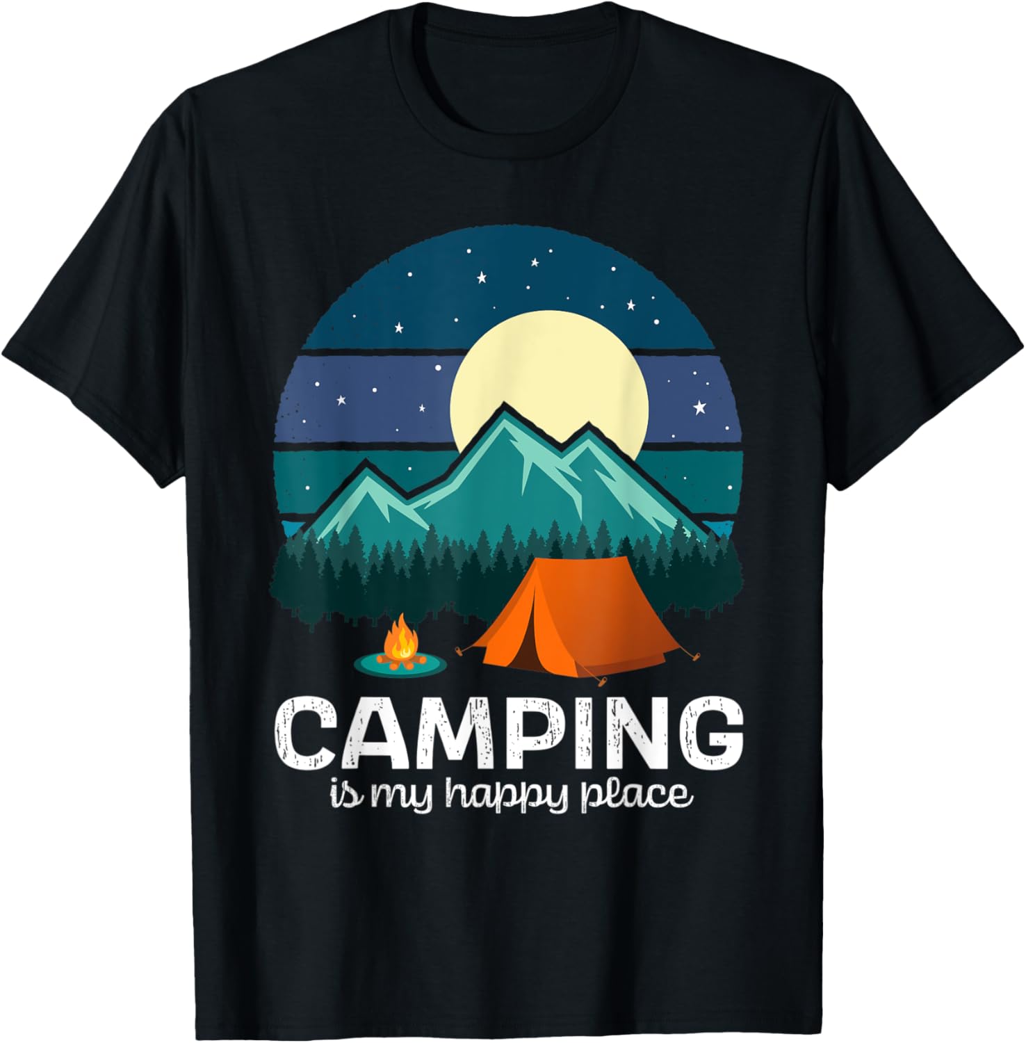 Retro Camping Is My Happy Place Hiking Camping Men Women Apparel | Premium Quality | High CTR Boost