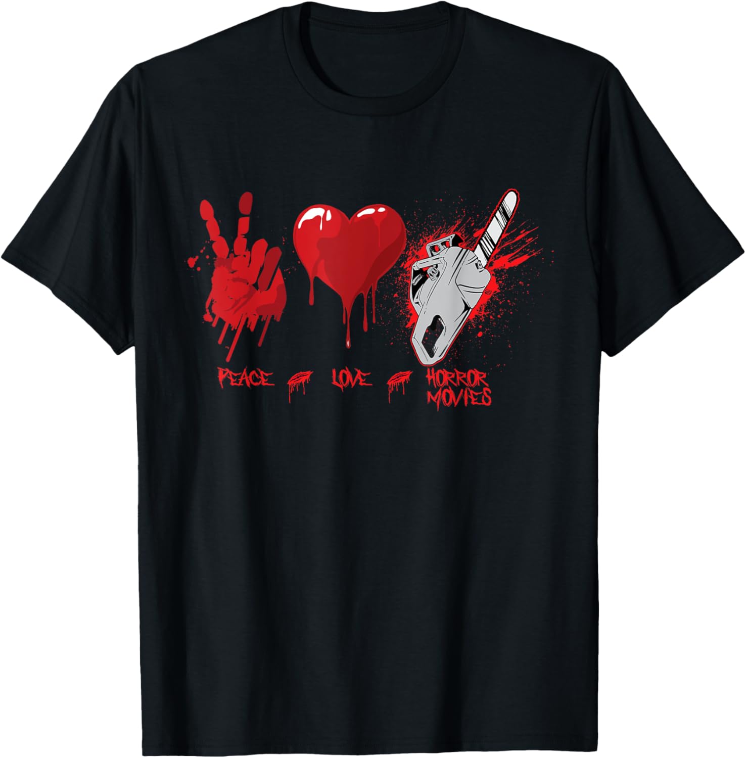 Scary Peace Love Horror Movies Chain Saw Heart Apparel | Everyday Casual Wear