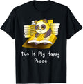 Funny Panda Reading Books T-Shirt Happy Place Library Shirt T-Shirt | High Search Volume | High CTR Boost