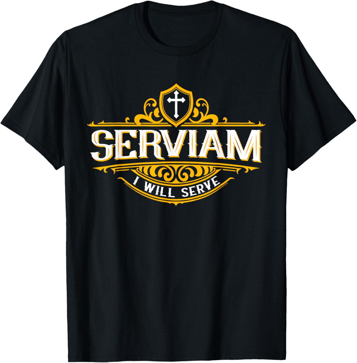 Serviam Will Serve Saint Michael Latin Phrase Catholic Tee T-Shirt | US Best Seller