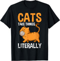 Cats Funny Shirt Cat Takes Literally Cat With Yarn T-Shirt | Premium Quality | Best Seller Choice