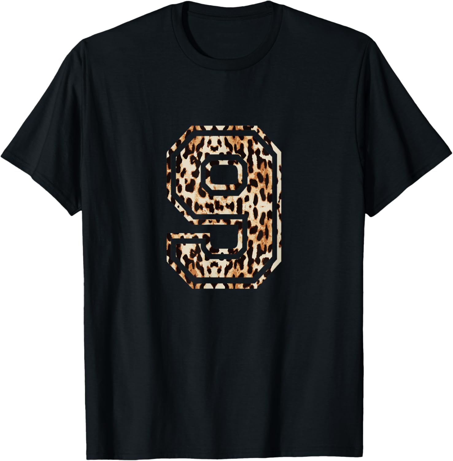 Cool Number 9 Game Football Leopard Cheetah Print T Shirt T Shirt Comfort Fit Fan Favorite