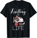 Knitting is Life Cat Kitty Crocheting Yarn Knitter T-Shirt for Men Women T-Shirt | Top Rated | Customer Favorite