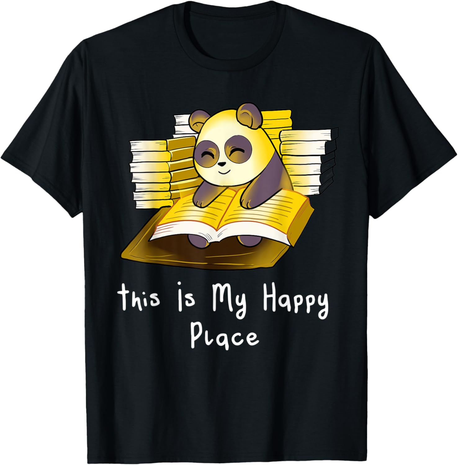 Panda Bear Reading Books Happy Place Library Reader Apparel | High Search Volume | High CTR Boost