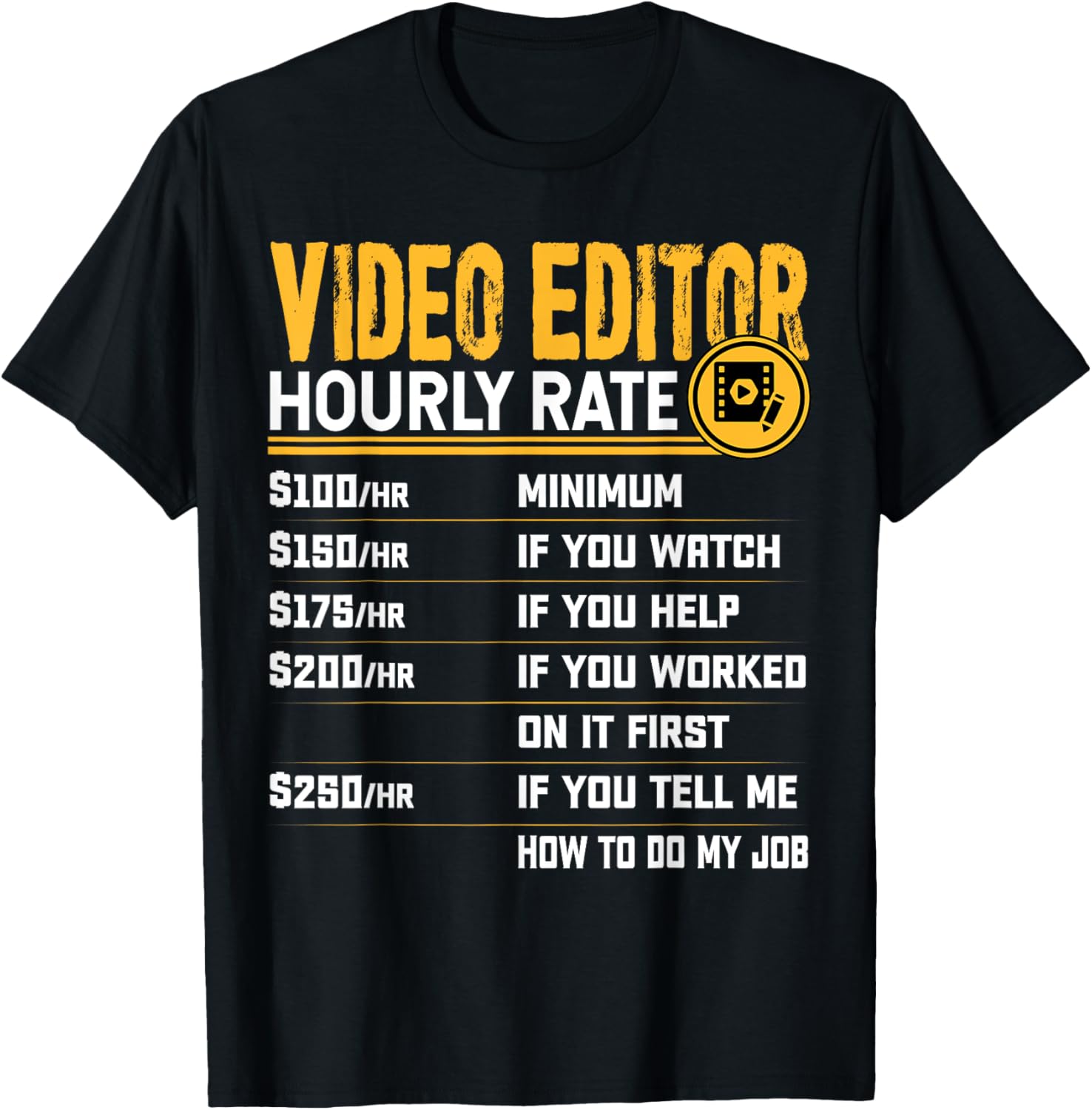 Video Editor Hourly Rate - Videographer Vlogger Filmmaker Apparel | US Viral Style | Must-Have Style