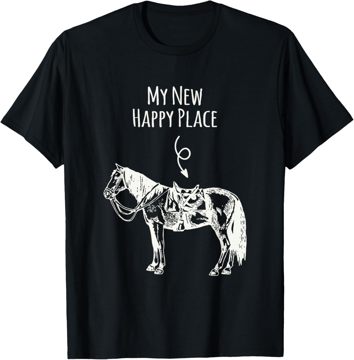 My New Happy Place Horse Lover Horseback Riding Equestrian Apparel | High Search Volume | Aesthetic Casual Look
