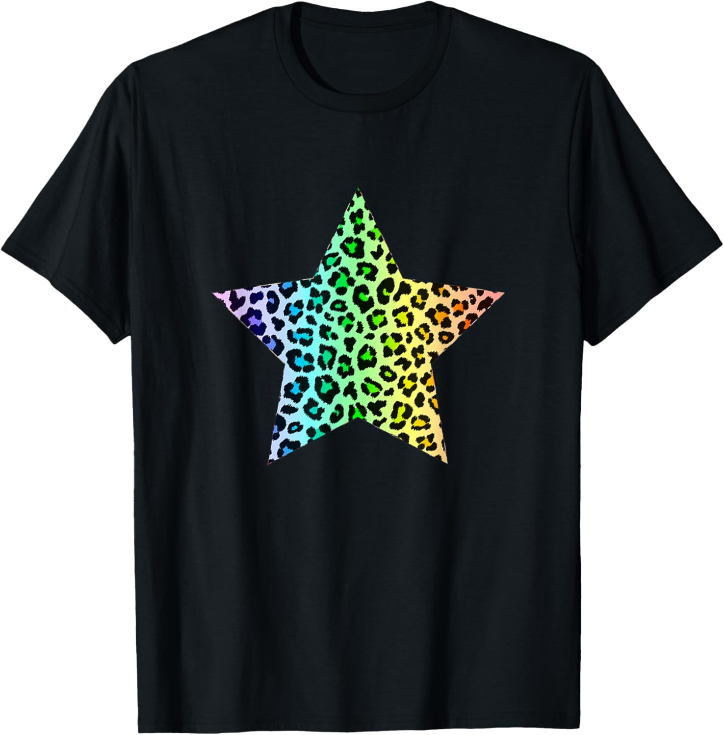 Star Shape Cute Rainbow Cheetah Leopard Print Graphic Apparel Viral TikTok Find Everyday Wear