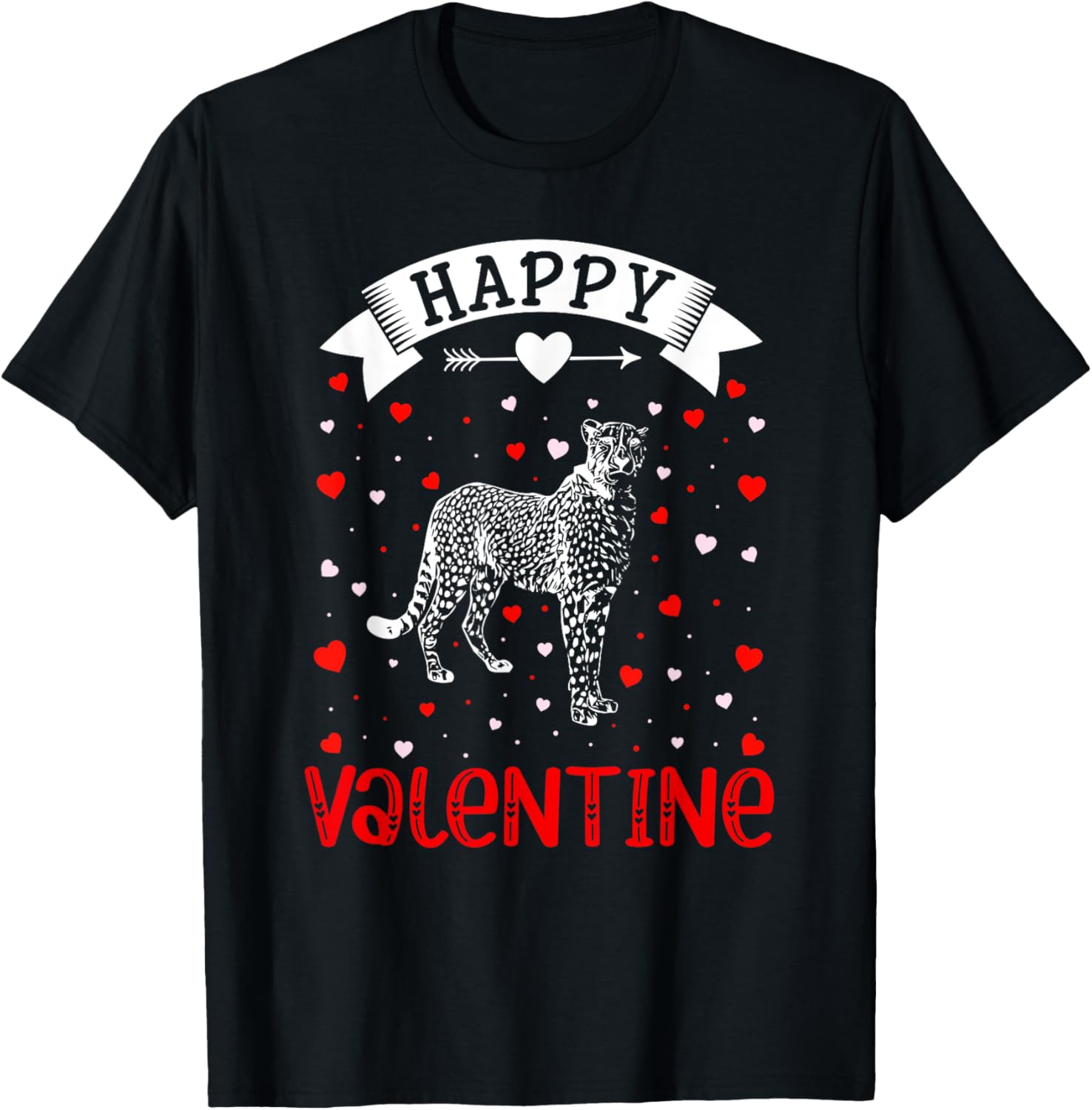 Cheetah With Red Heart Cupid Love Happy Valentine Day Apparel Trending US Everyday Wear