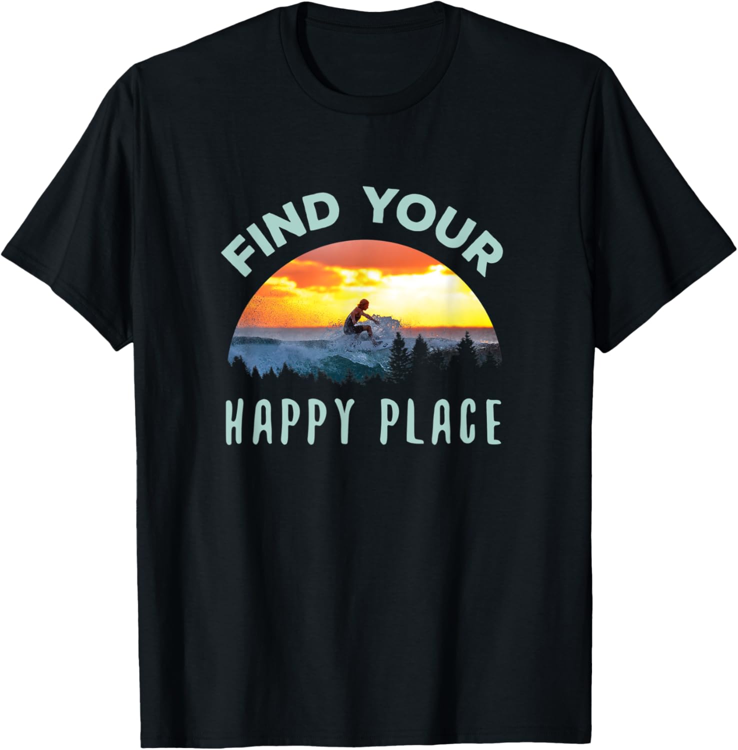 Find Your Happy Place Surfing - Vintage Wave Retro Sunset Apparel | High Search Volume | High CTR Boost