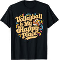 Volleyball Is My Happy Place Groovy Volleyballer Apparel | Trending 2025 | Customer Favorite
